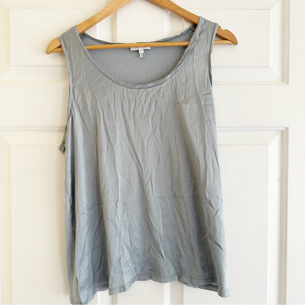 Reiss Silk Metallic Gray Tank Top Women’s Size Large‎ Minimalist Old Money
